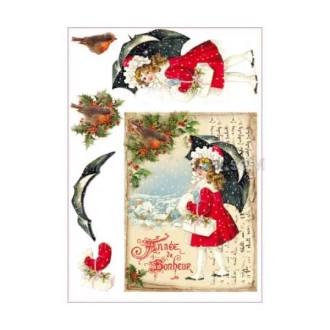 A5/3d Dekoracija Christmas Vintage Girl Card