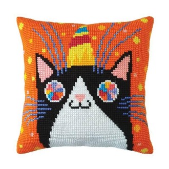 Cross-stitch cushion kit `Fun party`, 40cm x 40cm, Collection D`Art