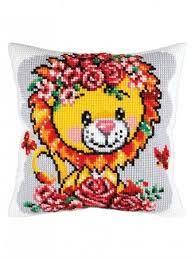 Cross-stitch cushion kit `Lion cub`, 40cm x 40cm, Collection D`Art
