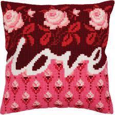 Cross-stitch cushion kit `Love`, 40cm x 40cm, Collection D`Art