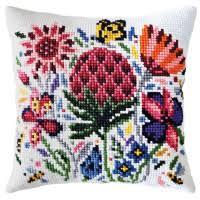 Cross-stitch cushion kit `Meadow clover`, 40cm x 40cm, Collection D`Art
