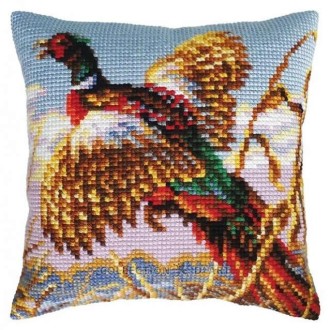 Cross-stitch cushion kit `Pheasant`, 40cm x 40cm, Collection D`Art