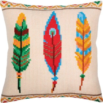 Cross-stitch cushion kit `Plumelets for dreamcatcher`, 40cm x 40cm, Collection D