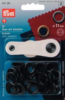 Eyelets+washers 11mm br/blkoxy 15pc