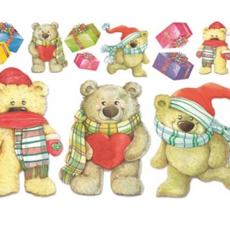 Papir za Decoupage - Teddy Bears with hearts