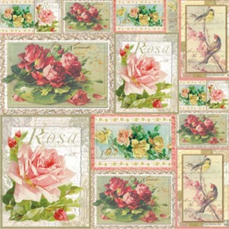 Pirinčana salveta za Decoupage - Panels with roses