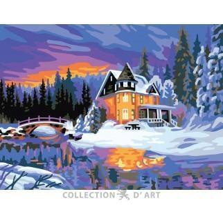 Printed tapestry canvas `Winter2`, 100% cotton, 40cm x 30cm, Collection D`Art