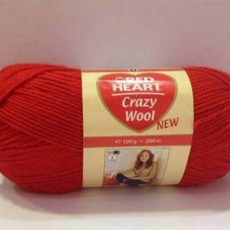 RED HEART Crazy Wool - Crvena 70% vuna, 30% najlon