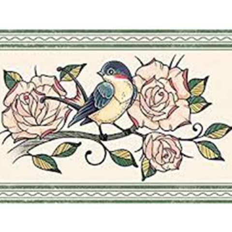 Štampani filc - Bird and roses