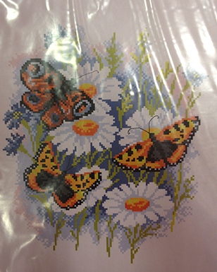 Stampani goblen Aida „Butterflies on daisie”, 20cm