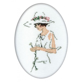 Štampani goblen Kit `Lady in White`, 11cm x 15cm